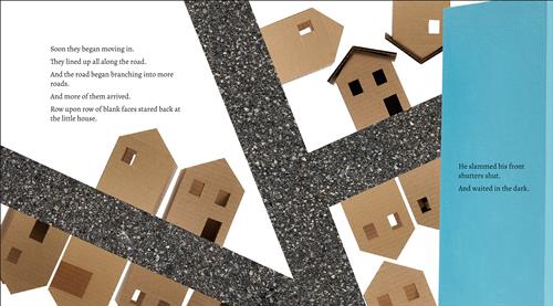  Different types and shapes of houses are lined up beside each other to form the shape of the letter ÒzÓ on the page. Text: Houses made of wood and bricks, metal, sticks, concrete and stones. Houses big and small, beautiful, strange, solid, cobbled, high, low, narrow, wide, bizarre, elegant and fascinating. 